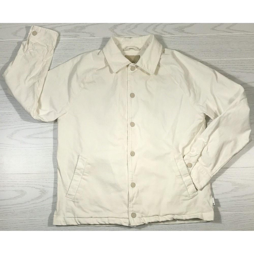 AG Adriano Goldschmied Denim Jacket Men Medium White Button Snap Pockets Preppy
